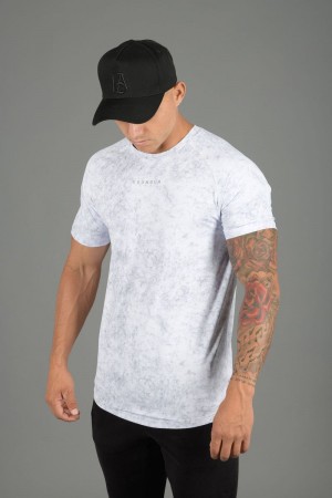 Men's YoungLA Gym 440 Performance Line Short Sleeve Shirts Shirts Marble | UQ5372-186 USA