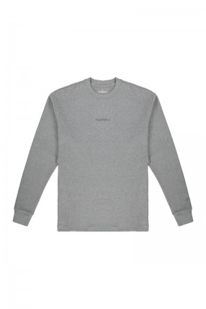 Men's YoungLA Gym 450 Cloud Foam Long Sleeves Shirts Grey Heather | BA1835-972 USA