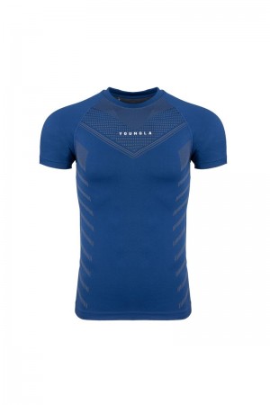 Men's YoungLA Gym 465 Superhero Compression Shirt T Shirts Dark Blue | IM2748-105 USA