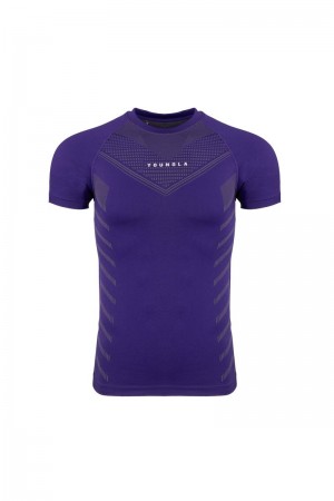 Men's YoungLA Gym 465 Superhero Compression Shirt T Shirts Dark Purple | LK0751-369 USA