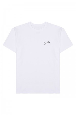 Men's YoungLA Gym 466 Tailored Shirt T Shirts White | RK0872-531 USA