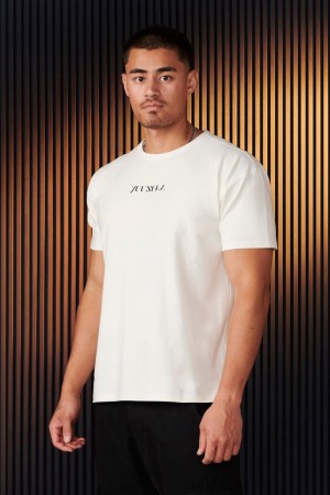 Men's YoungLA Gym 470 Abstract Shirt T Shirts Off-White | VD0658-924 USA