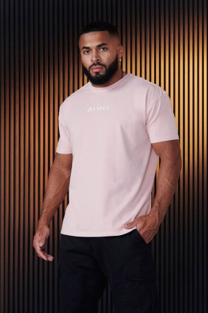 Men's YoungLA Gym 470 Abstract Shirt T Shirts Sepia Rose Wash | WV5920-618 USA