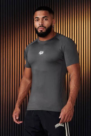 Men's YoungLA Gym 474 Speed Compression Shirt T Shirts Grey | JD8294-105 USA