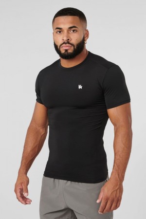 Men's YoungLA Gym 476 Stealth Compression Shirt T Shirts Black | MD3057-814 USA