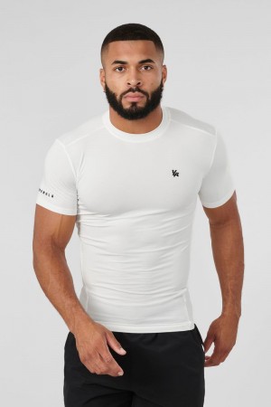 Men's YoungLA Gym 476 Stealth Compression Shirt T Shirts Off-White | BX1497-580 USA