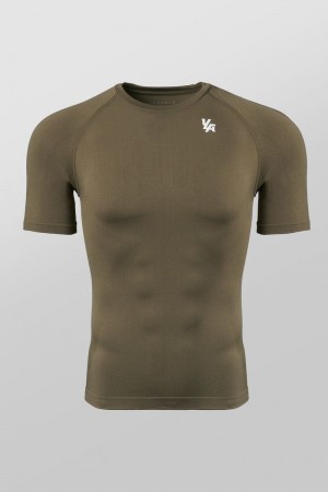 Men's YoungLA Gym 477 Combat Compression Shirt T Shirts Olive | CQ5062-714 USA