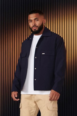 Men's YoungLA Gym 506 Runway Jackets Jackets Navy | MT5816-029 USA