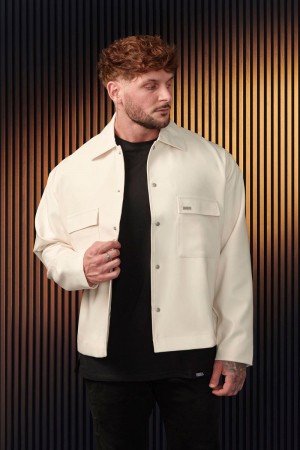 Men's YoungLA Gym 506 Runway Jackets Jackets Off-White | HS6124-738 USA