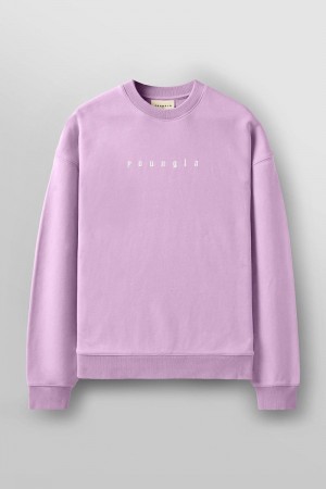 Men's YoungLA Gym 5099 Love Sets Crewnecks Sweatshirts Pink Wash | YJ8251-394 USA