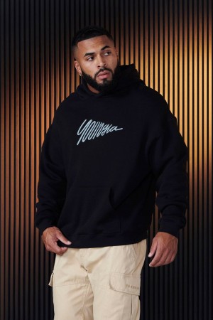 Men's YoungLA Gym 510 Wavy Hoodies Hoodies Black | AW2873-061 USA