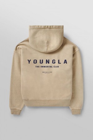 Men's YoungLA Gym 533 Immortal Club Hoodies Hoodies Sand Wash | SL9160-248 USA