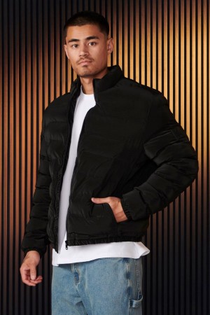 Men's YoungLA Gym 536 Everyday Puffers Jackets Black | UE3467-152 USA