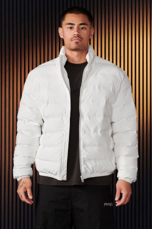 Men's YoungLA Gym 536 Everyday Puffers Jackets White | KJ7581-024 USA