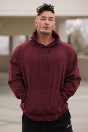 Men's YoungLA Gym 544 Cloud Hoodies Hoodies Wine | FC1436-580 USA