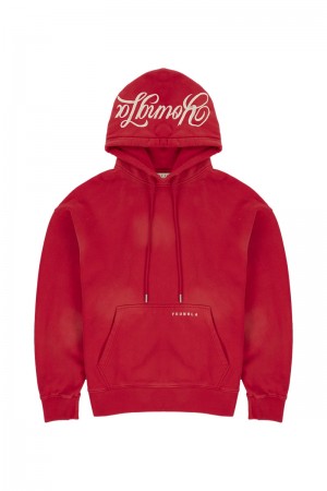 Men's YoungLA Gym 549 Phantom Hoodies Hoodies Red Wash | IF4035-786 USA