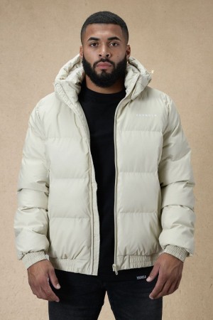 Men's YoungLA Gym 554 Brooklyn Puffer Jacket Jackets Off-White | AE4076-598 USA