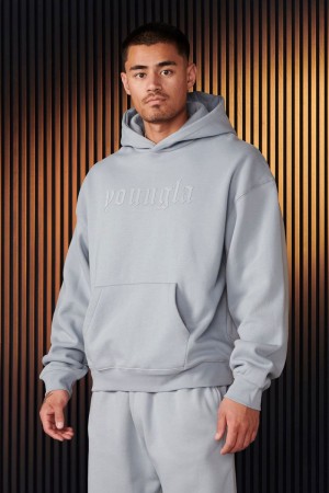 Men's YoungLA Gym 566 Cloud 9 Hoodies Hoodies Sky Blue | JS8359-671 USA