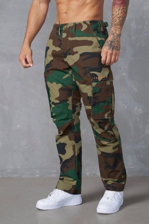 Men's YoungLA Gym 602 Camo Tactical Cargos Pants Camo Green | RY7963-841 USA