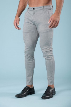 Men's YoungLA Gym 614 Dapper Dress Pants Pants Grey | AW0753-862 USA