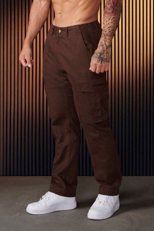 Men's YoungLA Gym 616 Suburban Twill Cargos Pants Brown | LU1249-780 USA