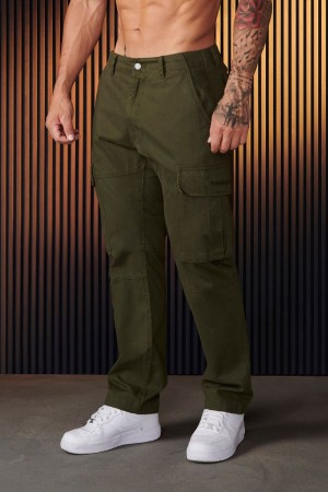 Men's YoungLA Gym 616 Suburban Twill Cargos Pants Olive | HM0859-473 USA