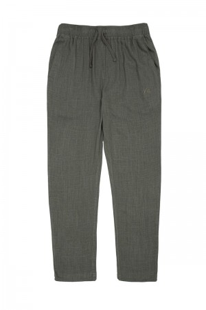 Men's YoungLA Gym 621 Simply Linen Pants Pants Olive Green | NR6527-489 USA