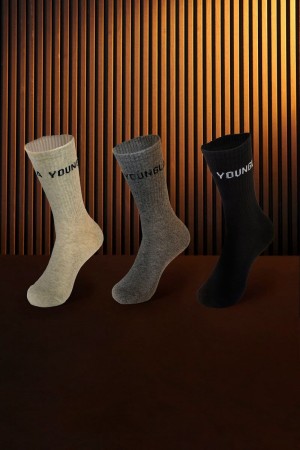 Men's YoungLA Gym 714 Earthy Socks Set Socks Heather Pack | KU1592-374 USA