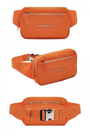 Men's YoungLA Gym 751 Luxsential Fanny Packs Bags Orange | PW1037-956 USA