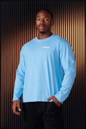 Men's YoungLA Gym 801 Eternal Longsleeves Shirts Carolina Blue | LO6413-902 USA