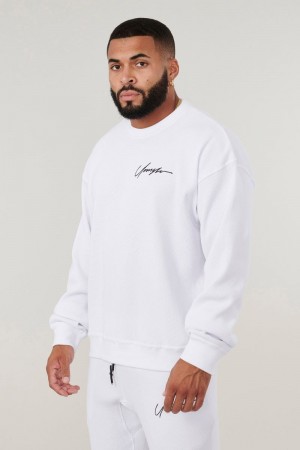 Men's YoungLA Gym 807 Cozy Thermal Longsleeves Shirts White | SE4035-687 USA