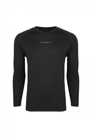 Men's YoungLA Gym 823 New Gen Compression Longsleeves Shirts Black | GR6859-032 USA