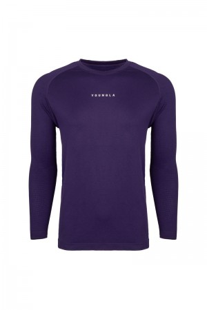 Men's YoungLA Gym 823 New Gen Compression Longsleeves Shirts Dark Purple | QV3756-210 USA