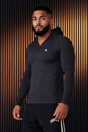 Men's YoungLA Gym 832 SuperVillain Compression Hoodies Hoodies Charcoal | NA5204-978 USA