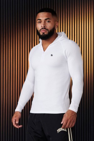 Men's YoungLA Gym 832 SuperVillain Compression Hoodies Hoodies White | AV7483-950 USA