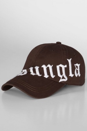 Men's YoungLA Gym 9005 Tilted Logo Dad Hat Hats Brown | JS6798-421 USA