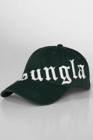 Men's YoungLA Gym 9005 Tilted Logo Dad Hat Hats Jungle Green | JR9874-326 USA