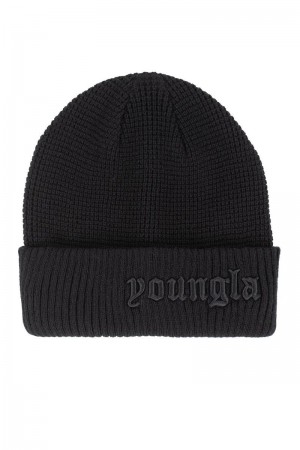 Men's YoungLA Gym 905 Testament Beanies Beanies Black | YE9152-863 USA