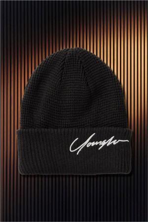 Men's YoungLA Gym 906 Signature Beanies Beanies Black | PE4175-962 USA