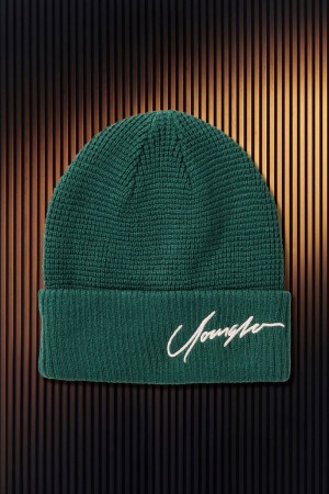 Men's YoungLA Gym 906 Signature Beanies Beanies Deep Teal | DY0419-653 USA