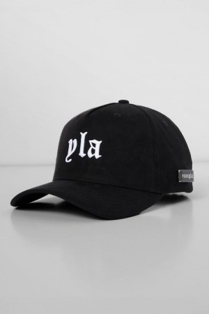 Men's YoungLA Gym 915 YLA Suede Hats Hats Black | XZ1248-903 USA