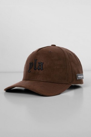 Men's YoungLA Gym 915 YLA Suede Hats Hats Brown | NJ3682-705 USA