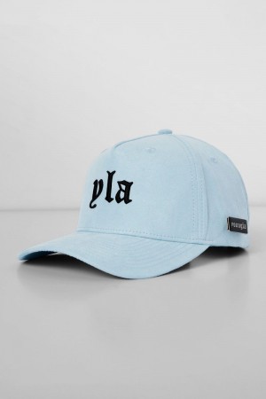 Men's YoungLA Gym 915 YLA Suede Hats Hats Light Blue | MV0386-147 USA