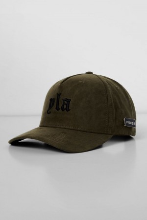 Men's YoungLA Gym 915 YLA Suede Hats Hats Olive | LP8653-019 USA