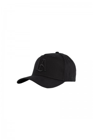 Men's YoungLA Gym 920 A-Frame LA Snapback Hat 2.0 Hats All Black | PI4786-530 USA