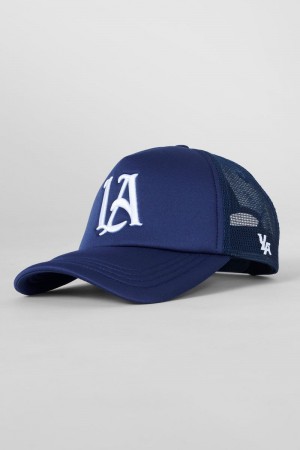 Men's YoungLA Gym 923 LA Trucker Hats Hats Navy | DU3724-961 USA