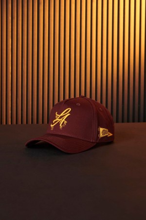 Men's YoungLA Gym 924 Drip Hats Hats Burgundy | UI4091-756 USA