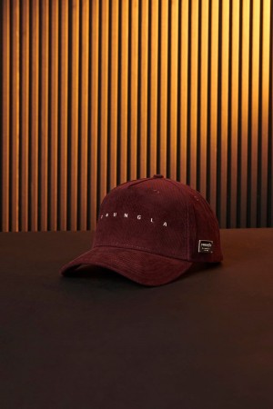 Men's YoungLA Gym 925 Corduroy Hats Hats Burgundy | FG7129-648 USA