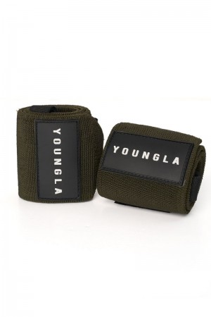 Men's YoungLA Gym 935 Heavy Duty Wrist Wraps Wrist Wraps Olive | PB9648-571 USA