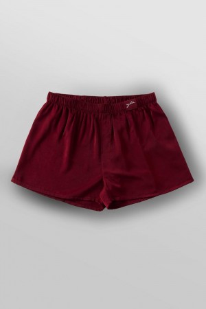 Women's YoungLA Gym 151 Dreamer Shorts Shorts Burgundy | HD6205-734 USA